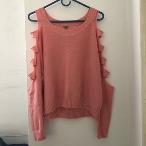 ripped sleeves pink sweater top